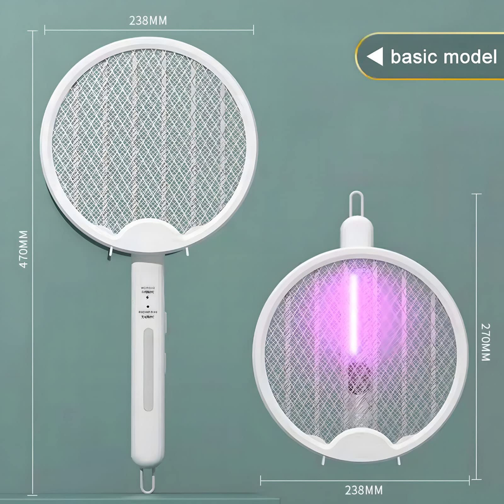 Bug Zapper Raquete elétrica mata-moscas 2 em 1 zapper mosquito com modo automático uv usb recarregável com 4000 v grade poderosa malha de segurança de 3 camadas para interior ao ar livre, branco