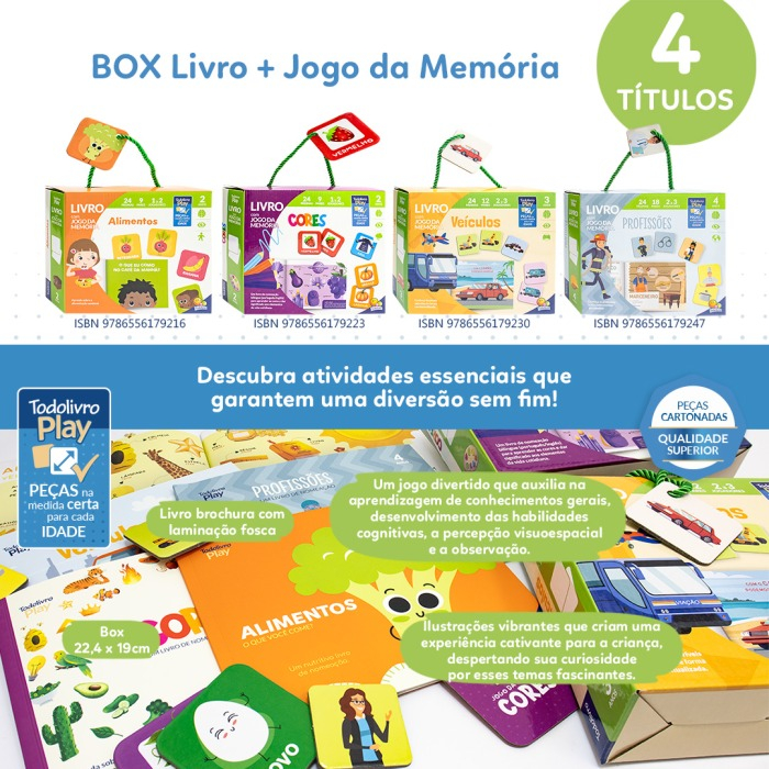 Livro Infantil com Jogo de Memória - Cores - Bilíngue Português Inglês -  Todolivro Play