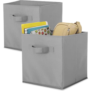 Kit 2 Caixa Organizadora Guarda-Roupas Multiuso Cubo Baú TNT Dobravel Com Alça
