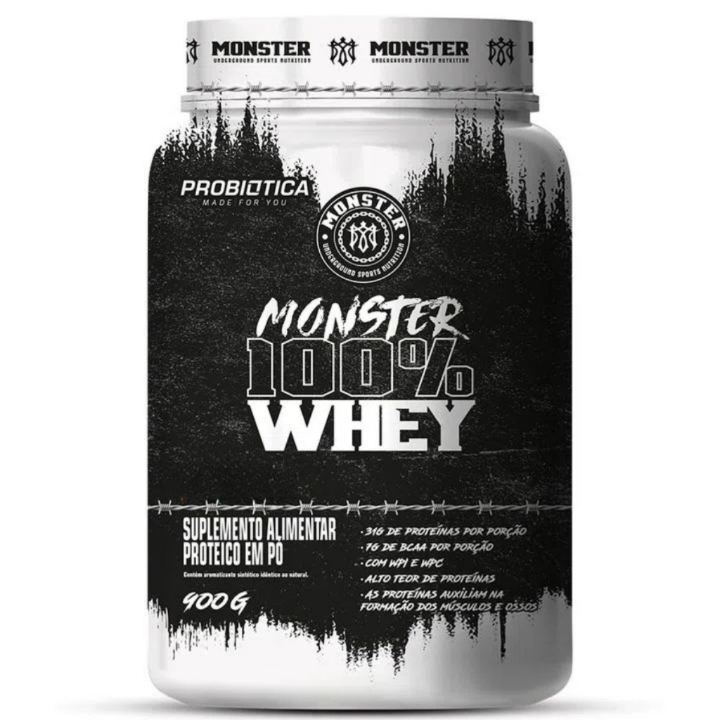 Whey Protein Isolado Concentrado Monster Probiótica 100% 900g By Brandão Zanca