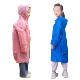 Capa de chuva infantil menino menina com capuz e bolsos PVC