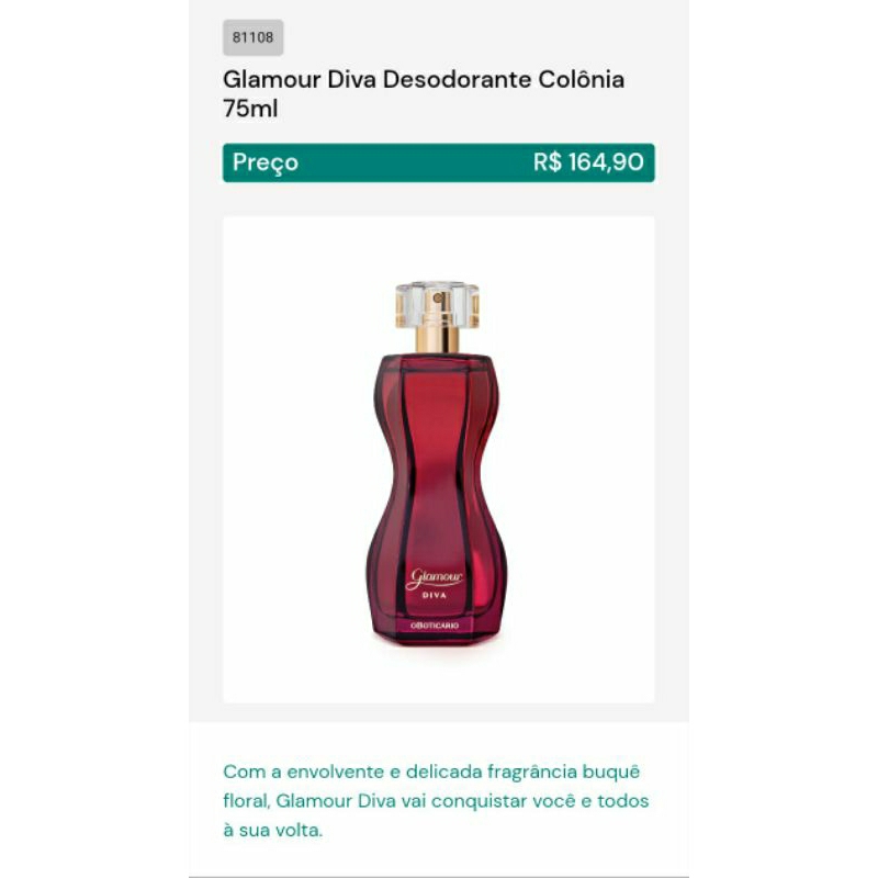 Glamour Diva Desodorante Colônia 75ml