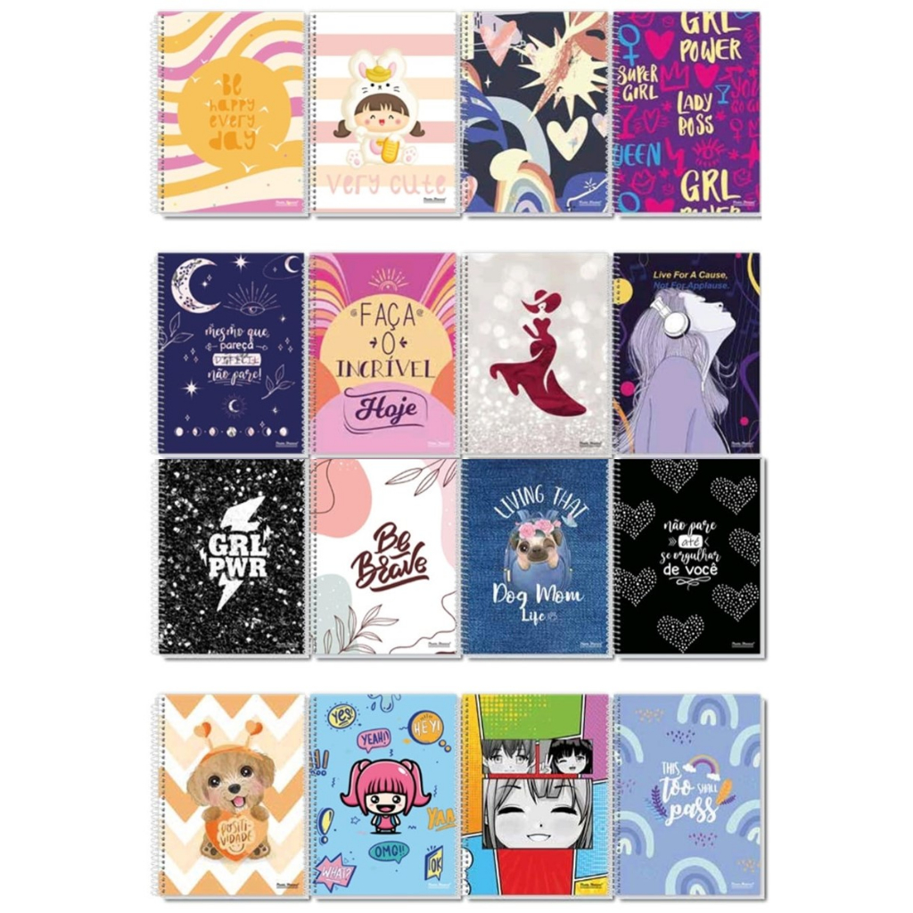 Caderno Capa Dura Espiral 96 Folhas UAU Menina PEQUENO - Unidade