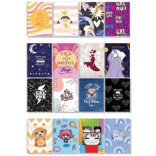 Caderno Capa Dura Espiral 96 Folhas UAU Menina PEQUENO - Unidade