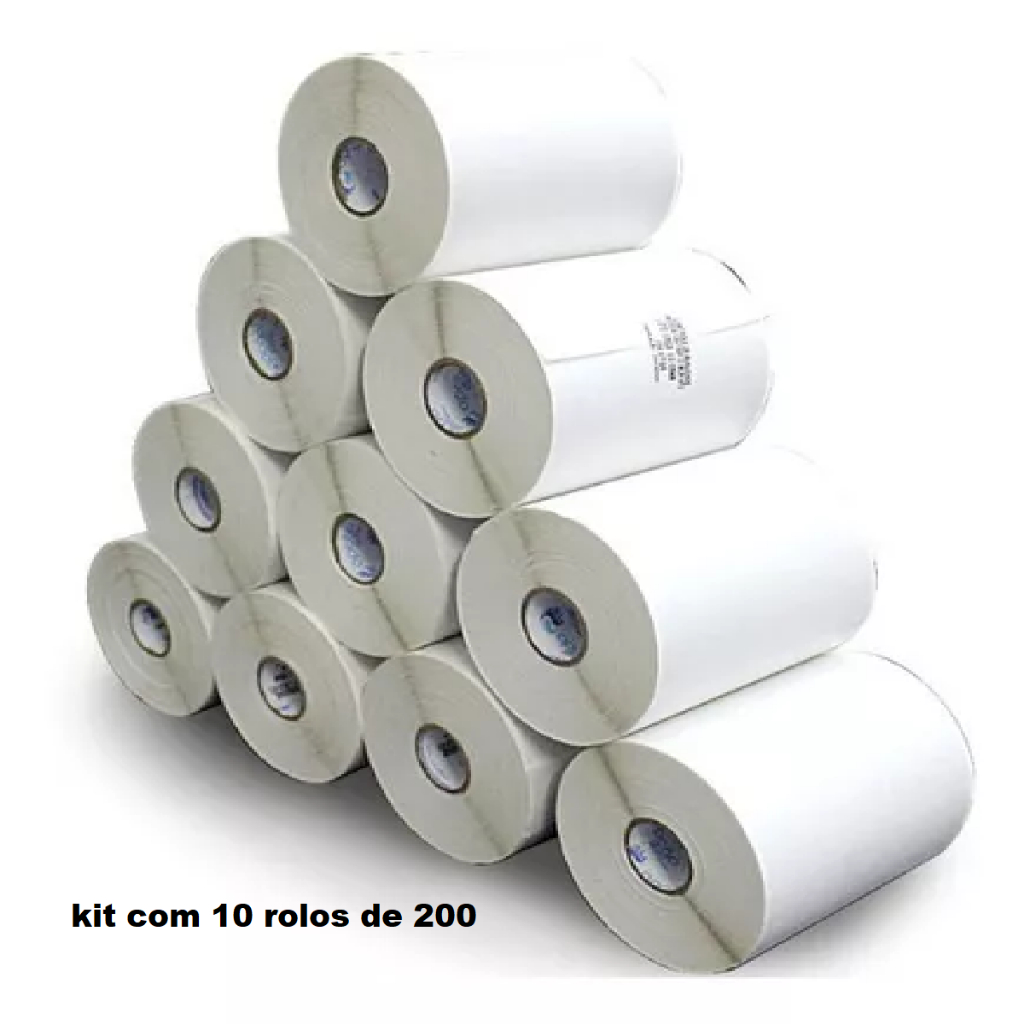 Kit 10 Rolos Etiqueta Termica Adesiva 10x15 100x150 (200 Etiquetas por Rolo) E-Commerce Nao Utiliza Ribbon