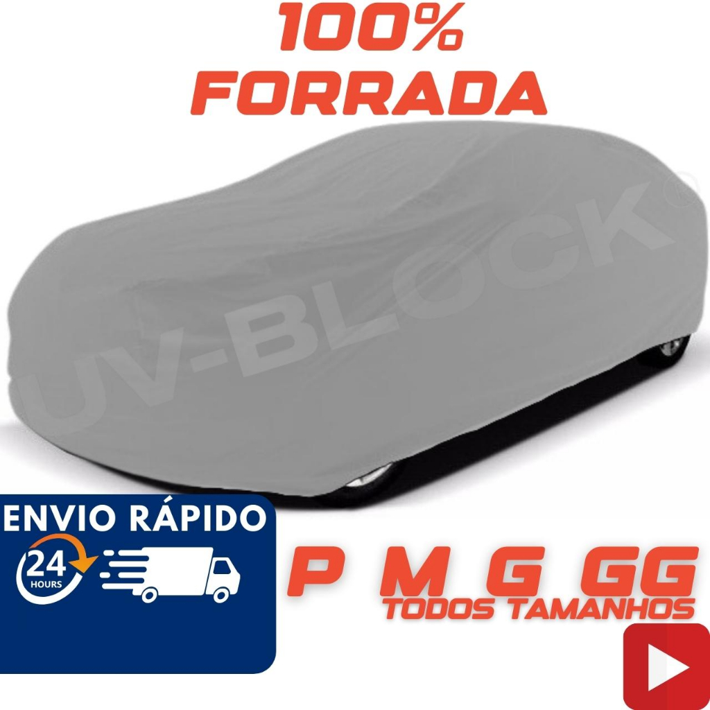 Capa Cobrir Carro Couro Forro Total 100% Impermeável UV-Block Protege Sol Chuva Poeira PMG e GG