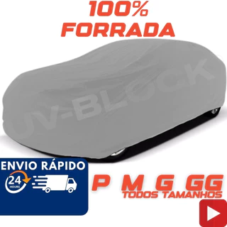 Capa Cobrir Carro Couro Forro Total 100% Impermeável UV-Block Protege Sol Chuva Poeira PMG e GG