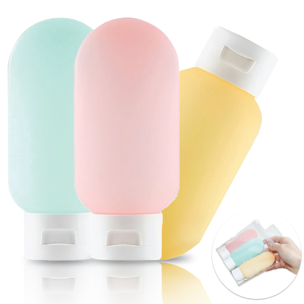 Kit Viagem Porta Shampoo Mini Frasco Pote Creme 3 Peças 60ml