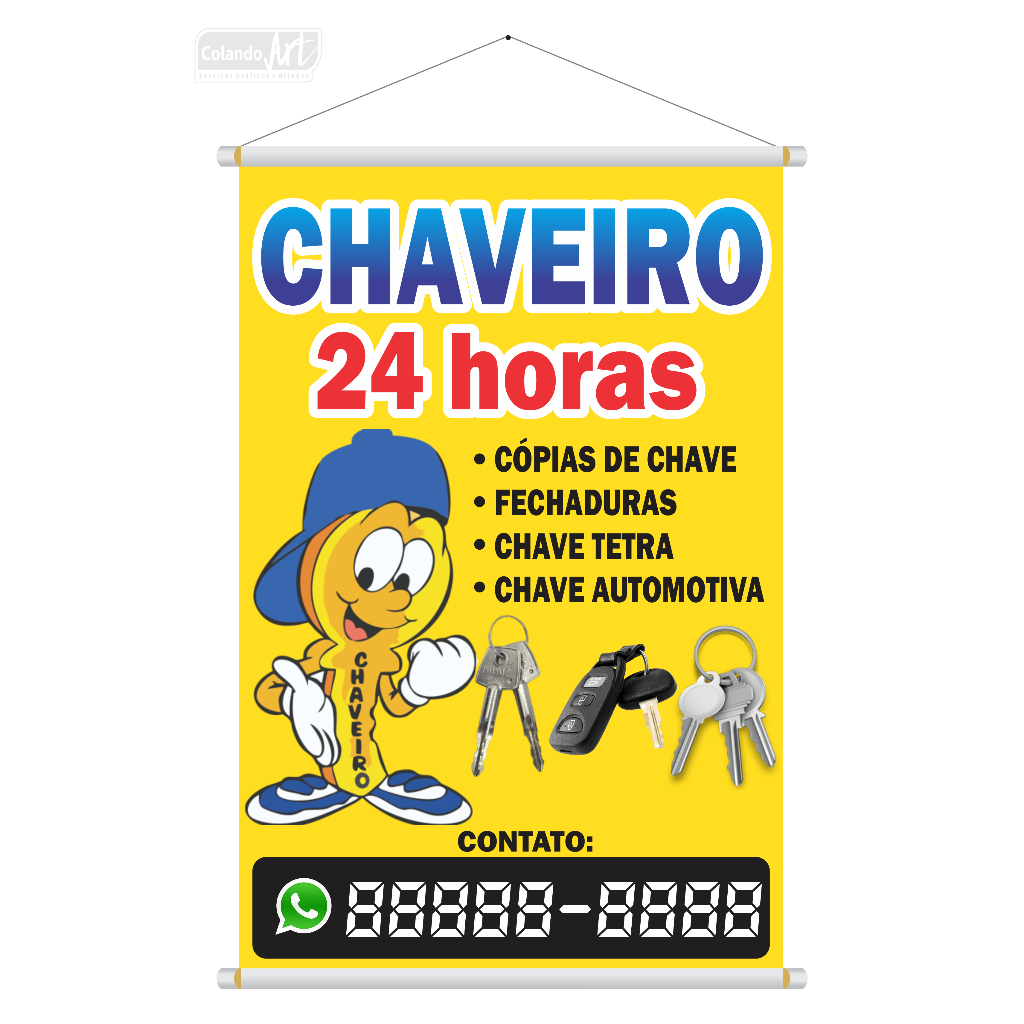 Banner Chaveiro 24 horas tamanho 70x50cm | Shopee Brasil