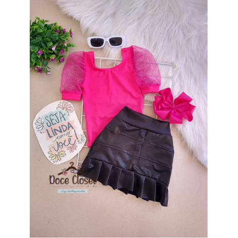 Conjunto Infantil estiloso de menina Lançamento Barato Moda Blogueirinha Verão 2023