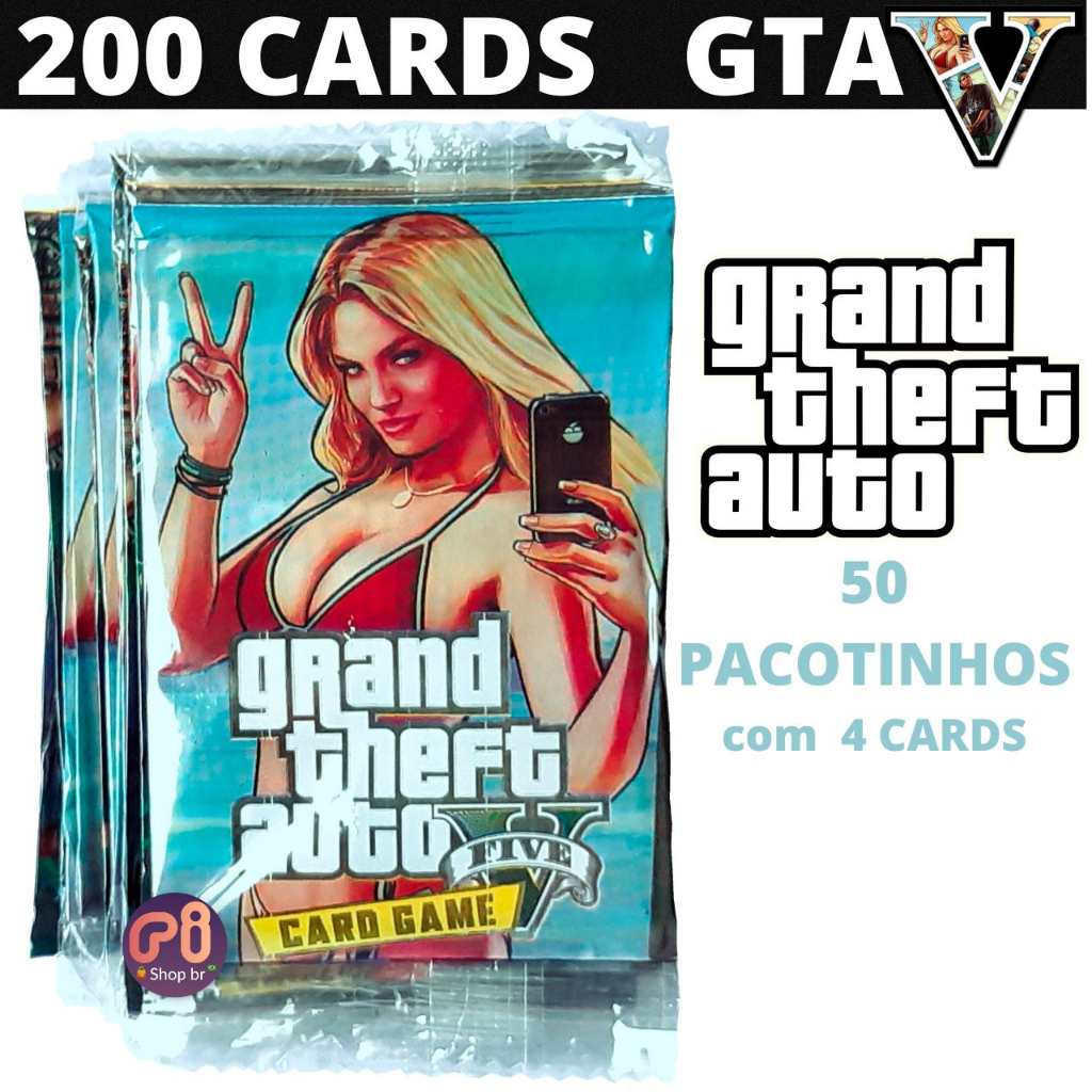 Kit Com 200 Cards Gta V (Grand Theft Auto) = 50 pacotinhos Lacrados Com 4 Cartinhas