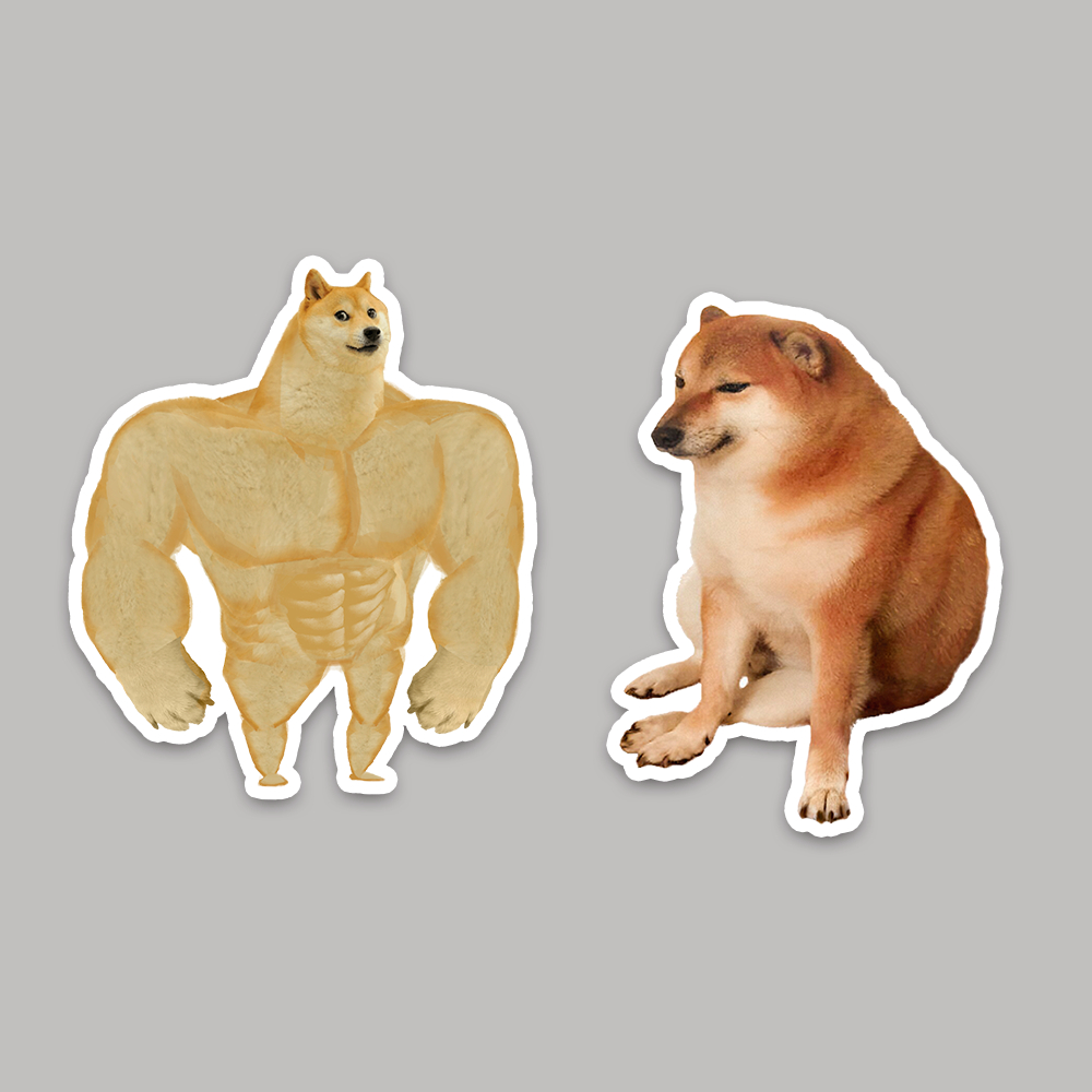 Adesivo meme cachorro forte dog shiba