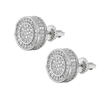 Brincos Masculino Cravejado Strass Brilhante Clássico Redondo/Quadrado Festa Prata Ou Ouro DVP77-060-1
