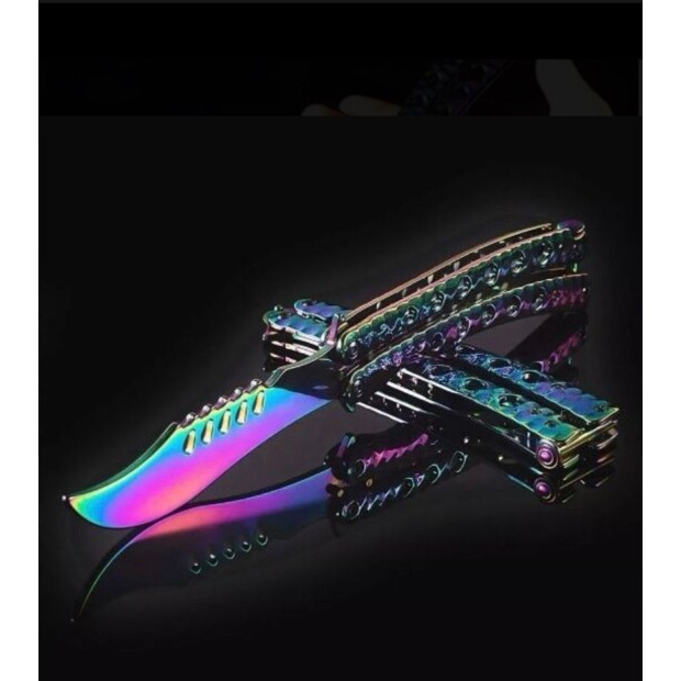 Canivete Butterfly Cs Go Trava Mola Afiado Manobras Aço Profissional 06-0912