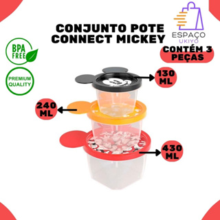 Conjunto 3 Potes Mickey Organizadores Conect Mickey Plasútil 130ML/240ML/430ML