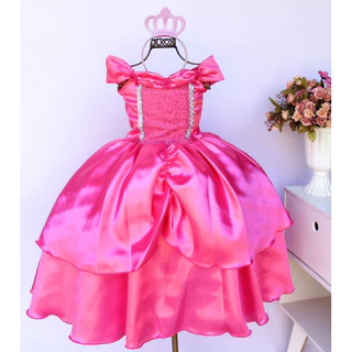 Vestido Fantasia Luxo Princesa Aurora Barbie Luxo Oferta