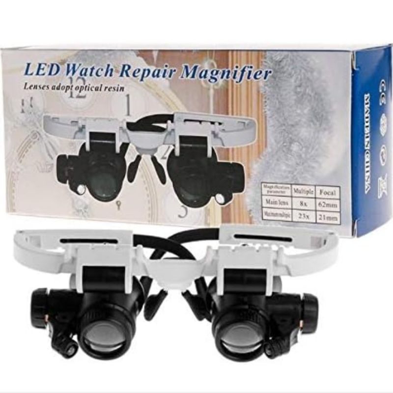 Óculos Lupa para Reparos,Concertos de Relogios,com Led