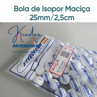 Bola de Isopor maciça 25mm - 50 a 300 unidades
