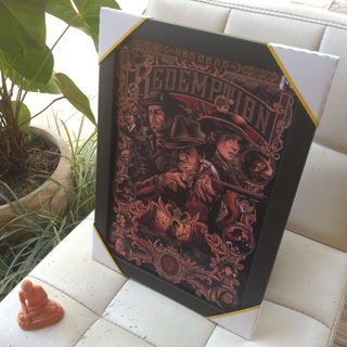 Quadro decorativo com moldura e vidro Red Dead Redemption 2 mapa geek  pôster