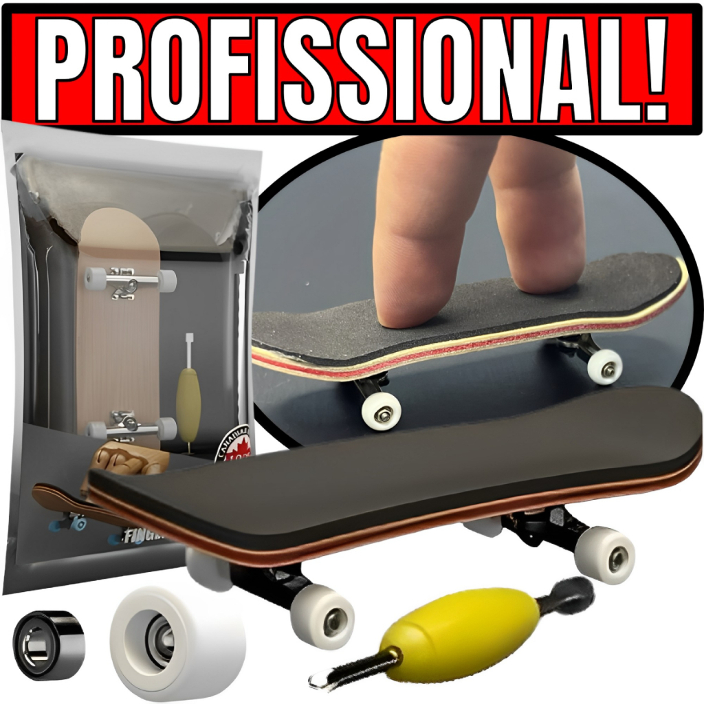 Fingerboard profissional madeira com rolamento skate dedo