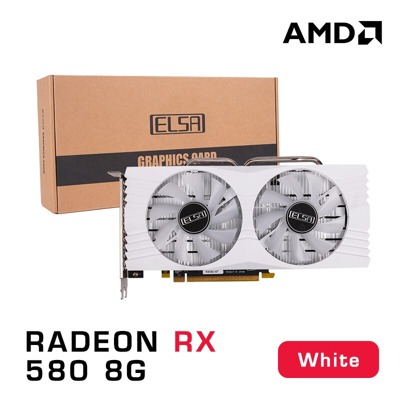 Placa gráfica ELSA White Radeon RX 580, 8GB, GDDR5, 256bit, GPU Desk ...