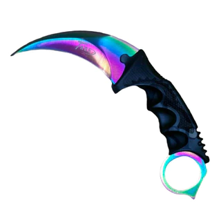 Faca Canivete Curvado Com Bainha Em Polímero Modelo Karambit Preto E Camaleão