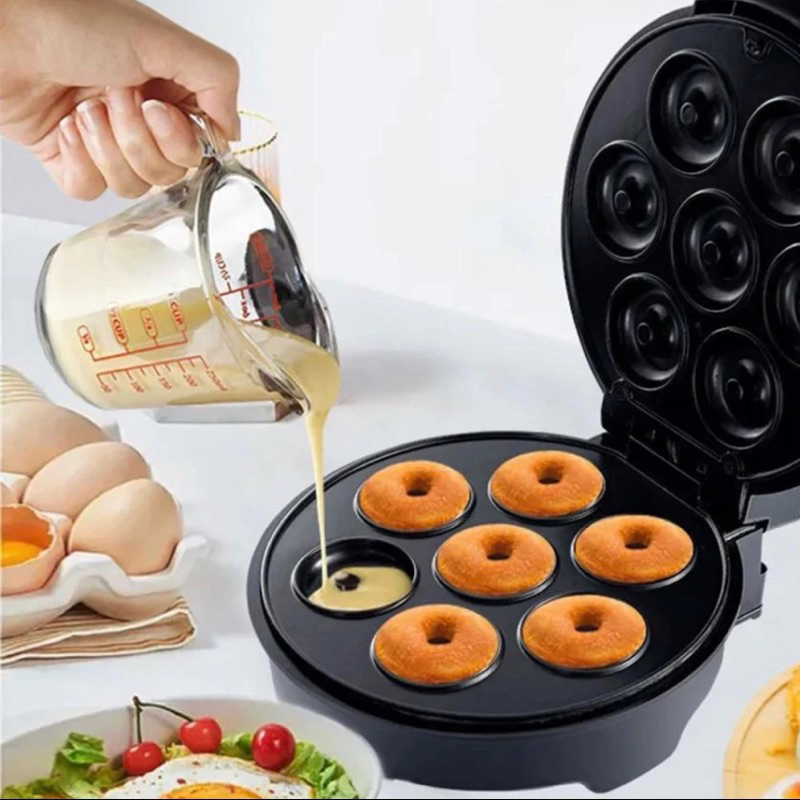 Mini Maquina De Donuts Café Da Manhã Capacidade Para 7 Mini Rosquinha Elétrica 110V Portátil