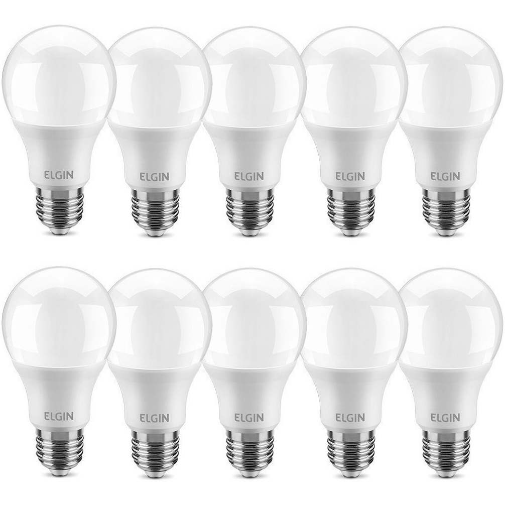 Kit 10 Lâmpadas Led Bulbo 15w E27 Branco Frio Inmetro Elgin