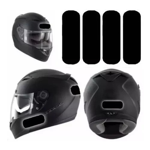 Adesivos Refletivo Capacete Moto Preto 4 Unidades - Polivisor