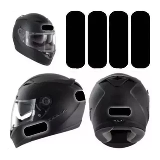 Adesivos Refletivo Capacete Moto Preto 4 Unidades - Polivisor