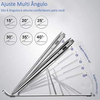 Suporte Metálico Ergonômico para Notebook Tablet e Macbook Base Dobrável de Alumínio