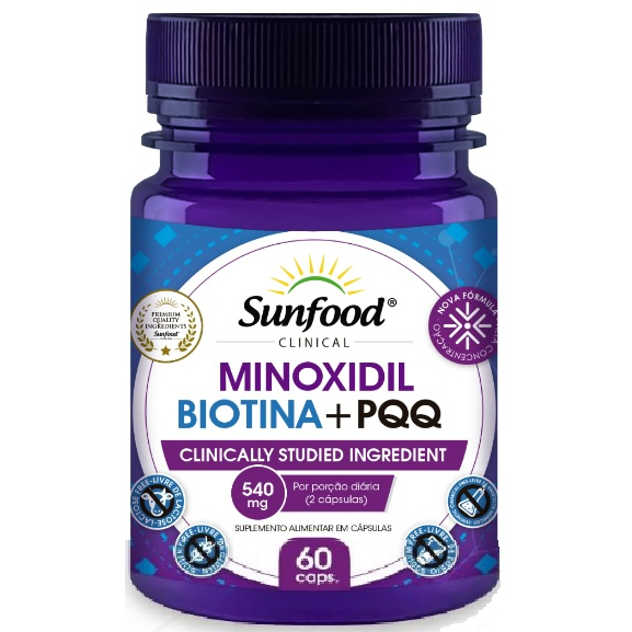 Minoxidil + Biotina + PQQ 540mg 60 Cápsulas Sunfood Clinical