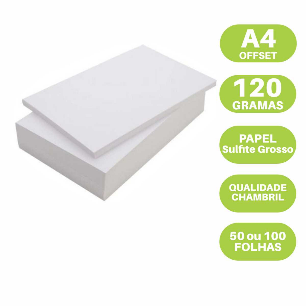 Papel Sulfite A4 120gr Papel OffSet ideal para impressão jato de tinta, artesanato, material escolar