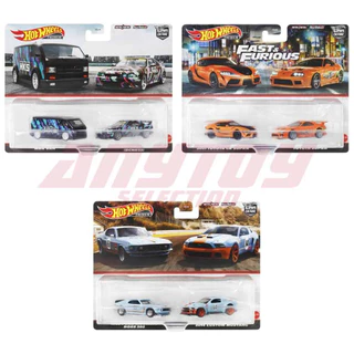 Hot Wheels Premium 2 Pack (1969 Ford Mustang BOSS 302 / 2014 Custom Mustang, Fast & Furious - 2021 Toyota GR Supra / Toyota Supra, Nissan Skyline GT-R (BNCR33) / MBK Van HKS) 1:64 Diecast Scale Model Car