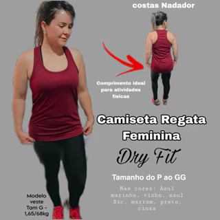 KIT 5 REGATAS DRY FIT FEMININAS