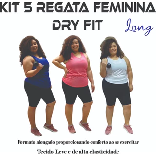KIT 5 Regatas Dry Fit Feminina PROMOÇÃO