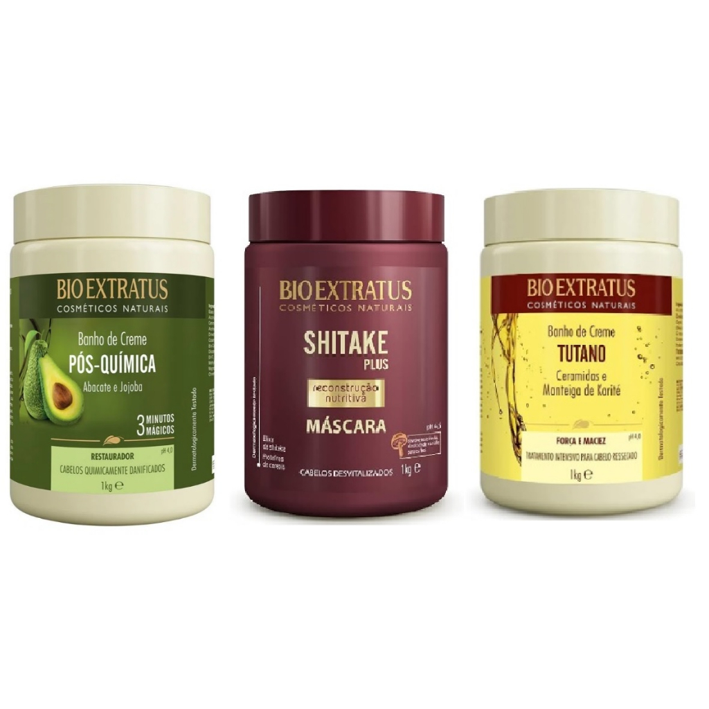KIT CRONOGRAMA CAPILAR 1 KG BIO EXTRATUS - POS QUIMICA - SHITAKE ...