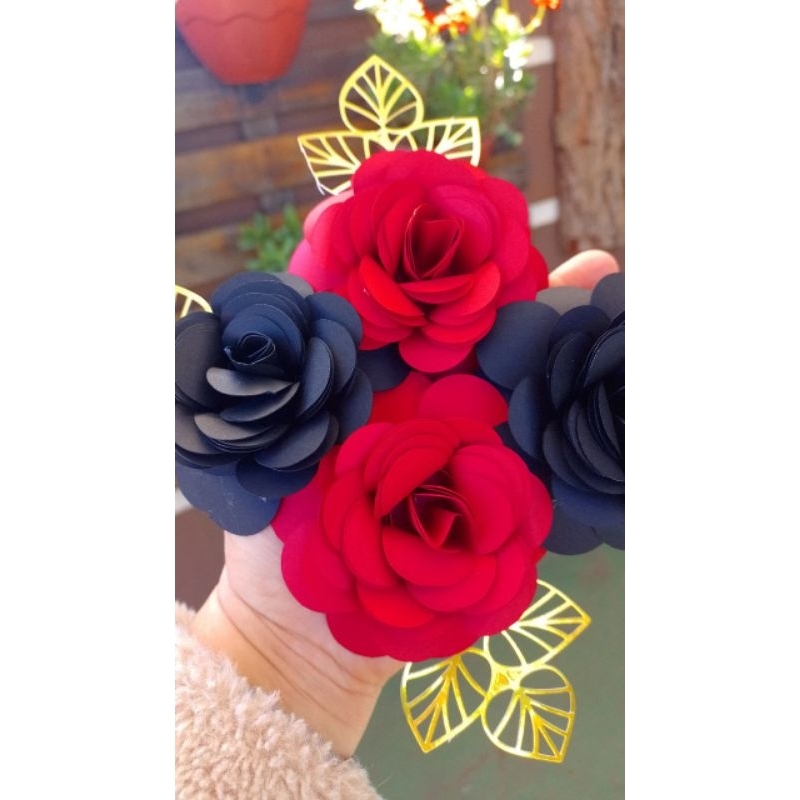 Flores, Rosa de papel topo de bolo 3 unidades, toppers. | Shopee Brasil