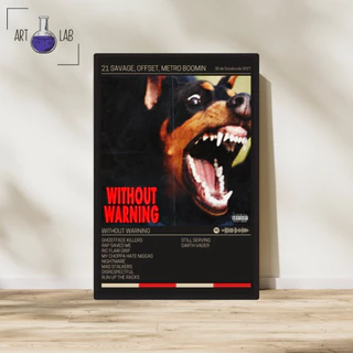 Quadro decorativo álbum Spotify 21 Savage Offset Metro Boomin Without Warning moldura e vidro