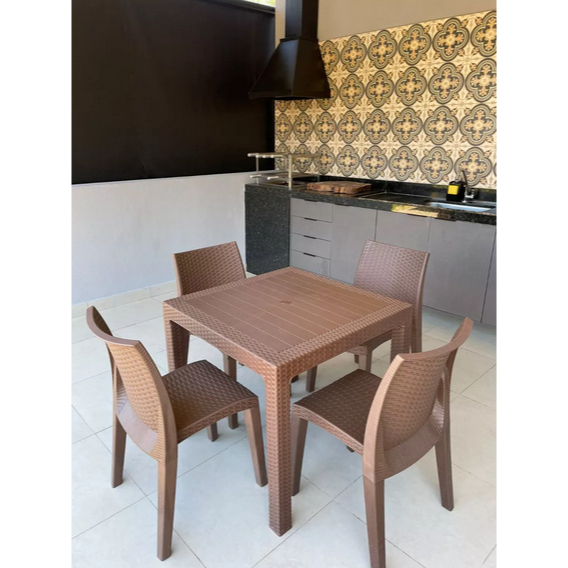 Mesa Quadrada Rattan Area Externa Area De Lazer Piscina Rancho Churrasqueira