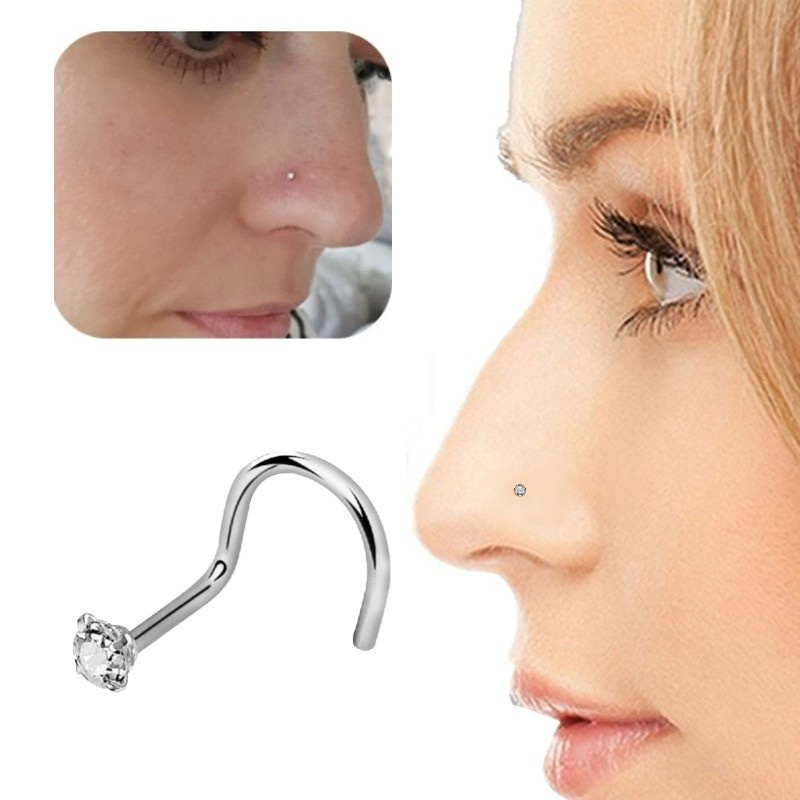 2Pçs Piercing fake falso nariz septo aço cirúrgico pressão não precisa de  furo