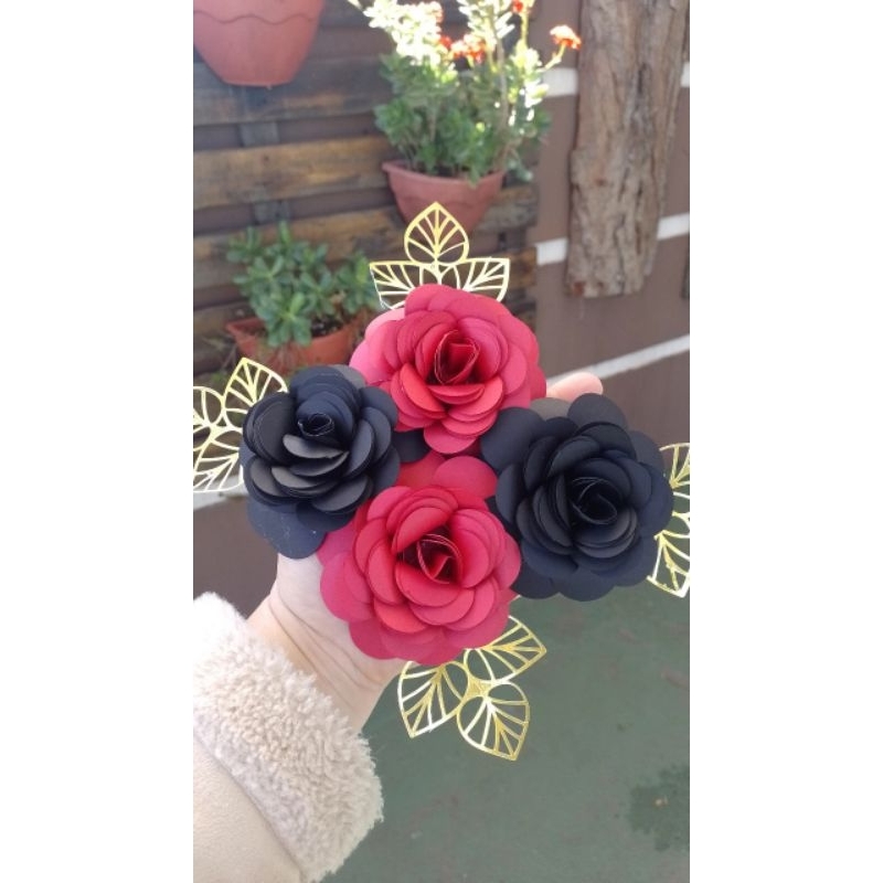 Flores, Rosa de papel topo de bolo 3 unidades, toppers. | Shopee Brasil