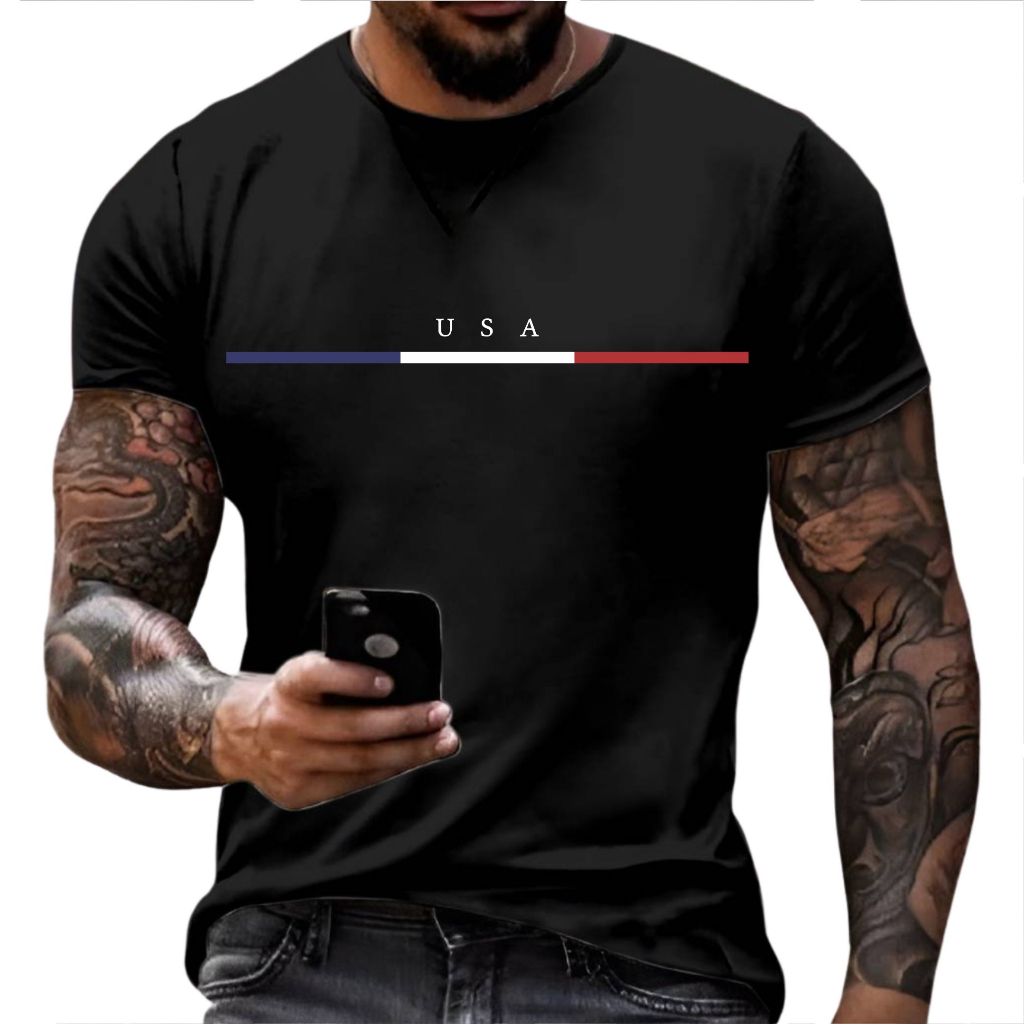 Camiseta Masculina Estampa Fit Camisa Para Academia Passeio 100% Algodao - Premium