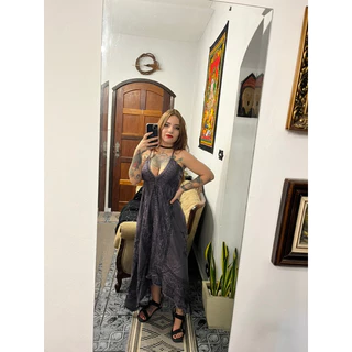 Vestido de ponta Indiano Boho Hippie Costas Fechada