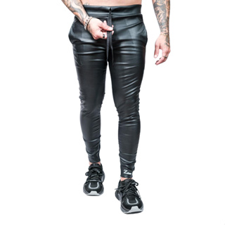 Calça de store couro preta masculina