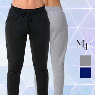 Kit C/ 2 Calças Feminino De Moletom Estilo Jogger