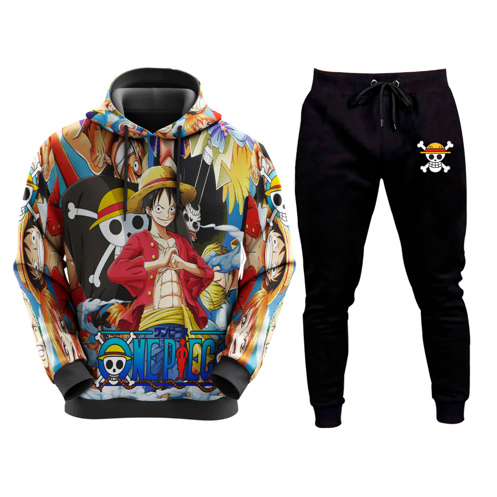 Conjunto Moletom Infantil e Adulto Monkey D. Luffy One Piece