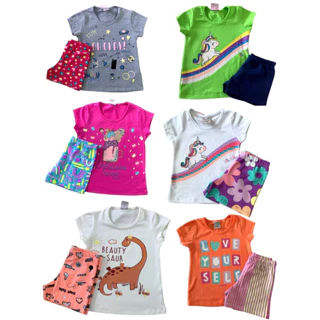 Kit 10 PECAS feminino infantil verão, 5 blusas e 5 shorts