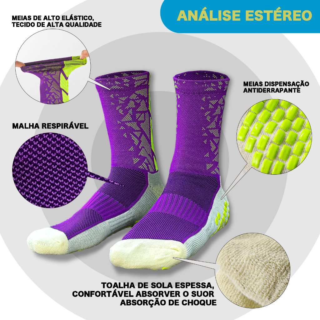 Meias Esportivas Futebol Rugby Algodão Elastano 8 Cores