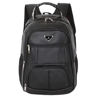 Bolsa Mochila de Couro Universitária Unissex Grande Reforçada Cabo de Aço Média e Grande Preta e Marrom